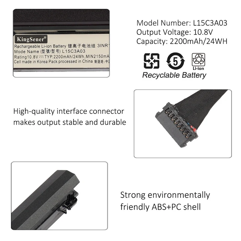 L15L3A03 Laptop Battery Replacement for Lenovo IdeaPad 110-14AST 110-14IBR 110-15ACL 110-15IBR 110 Touch-15ACL Series L15S3A02 | Kingsener