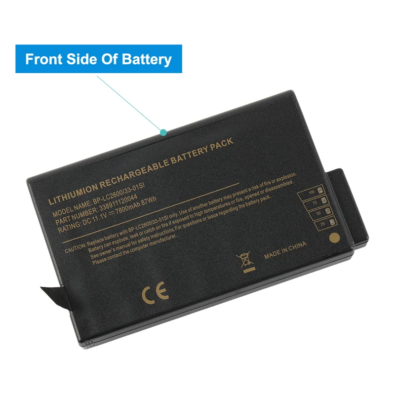 BP-LC2600 7800mAh Laptop Battery for Getac X500 V100 V1010 V200 M230 BP-LP2900/33-01PI 338911120104 BP-LC2600/33-01S1 | CA Stock