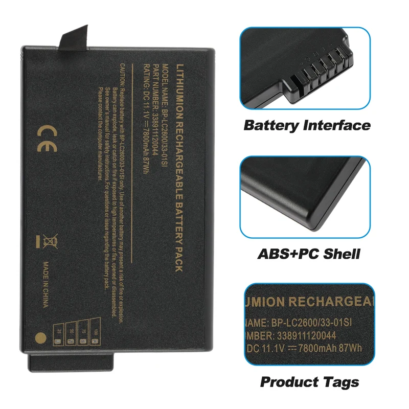 BP-LC2600 7800mAh Laptop Battery for Getac X500 V100 V1010 V200 M230 BP-LP2900/33-01PI 338911120104 BP-LC2600/33-01S1 | CA Stock