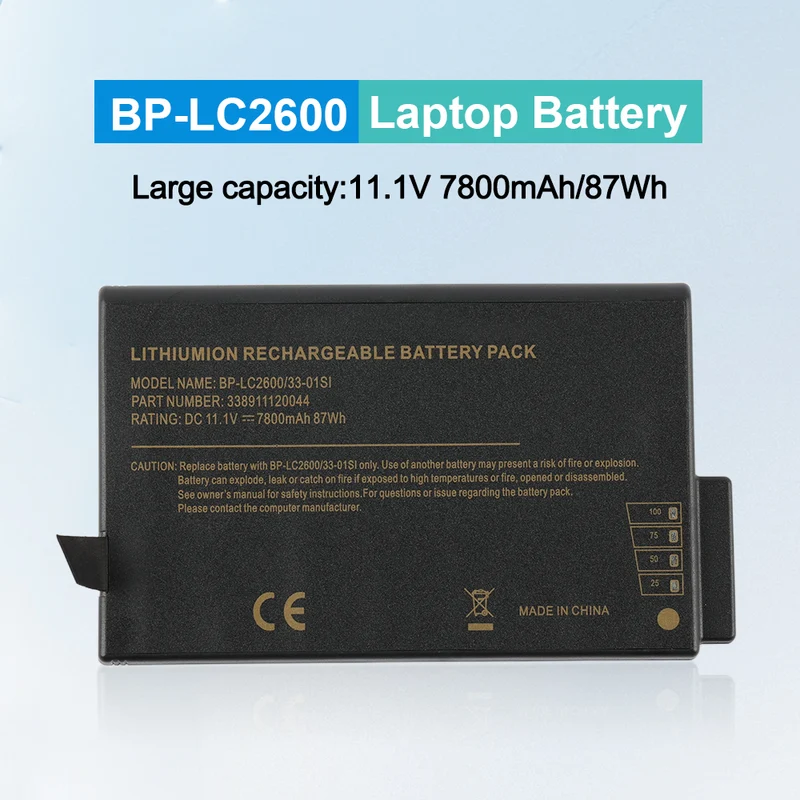 BP-LC2600 7800mAh Laptop Battery for Getac X500 V100 V1010 V200 M230 BP-LP2900/33-01PI 338911120104 BP-LC2600/33-01S1 | CA Stock