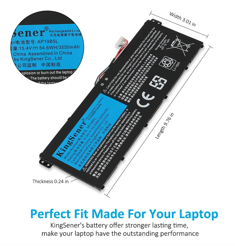AP19B5L 3550mAh/54.6WH Battery For Acer Aspire A515-44-R5XW A515-43 Sf314-42 SP314-21N-R5FR A515-44-R5XW Vero AV15-51 | KingSener