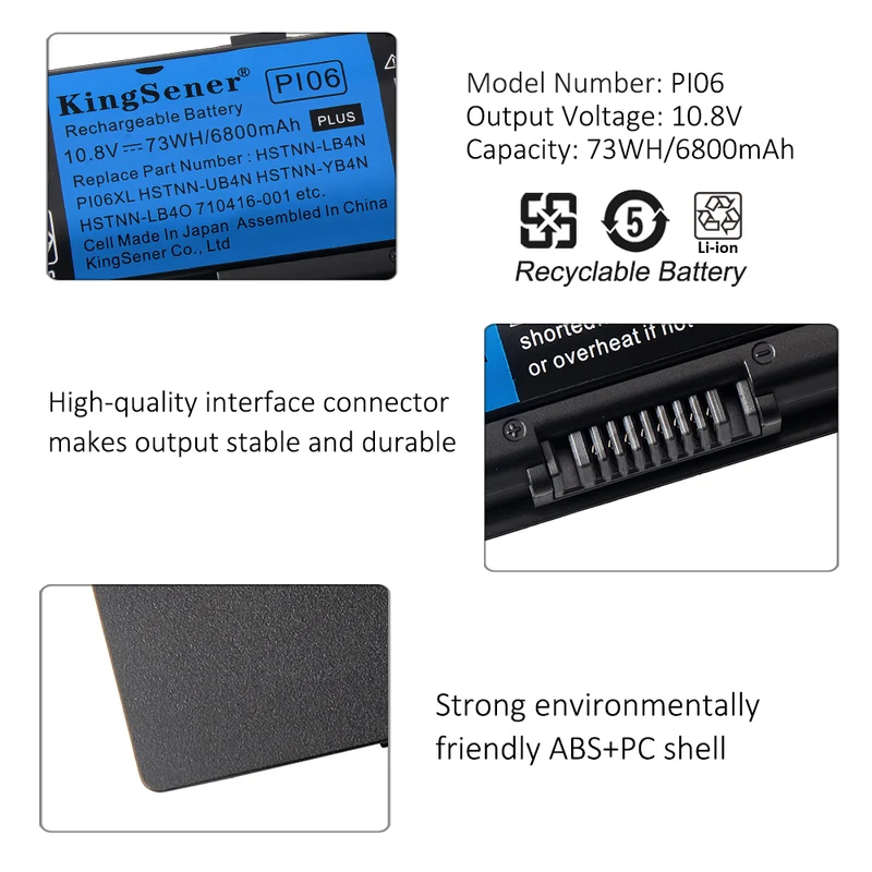 PI06 Battery for HP Pavilion 14 15 Envy 17 17t 17z — 10.8V 47Wh/62Wh/73Wh