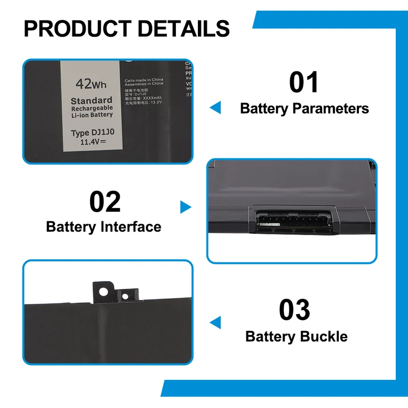 DJ1J0 Laptop Battery for Dell Latitude 12 7280 7290 13 7380 7390 14 7480 7490