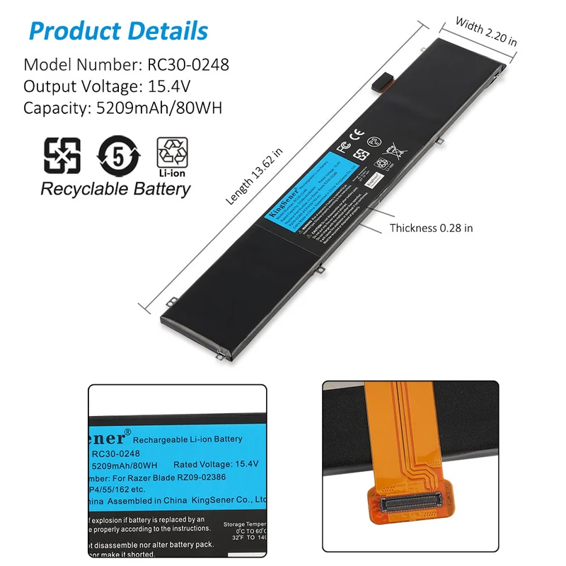 RC30-0248 RZ09-03286 Battery For Razer Blade 15 1070 GTX 2018 Series