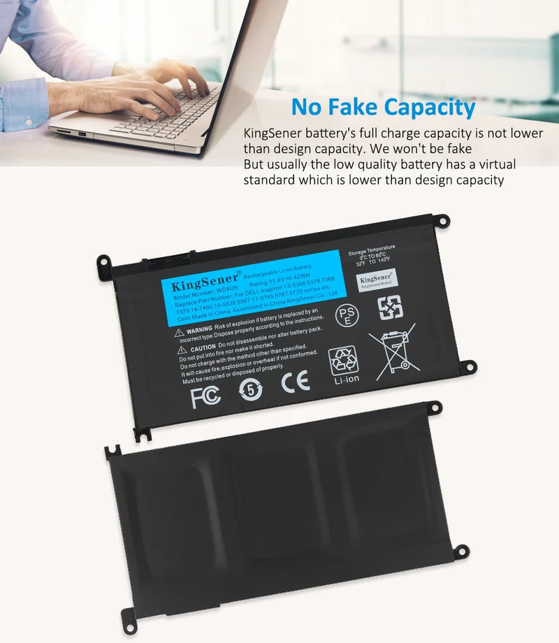 WDX0R WDXOR Laptop Battery For Dell Inspiron 15 5567 5568 13 5368 7368