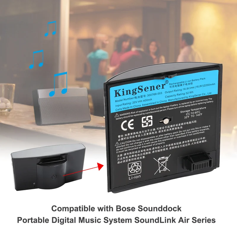 300769-003 300769-002 Battery For BOSE SoundDock SoundLink Air Mini I Bluetooth 300769-004 300769-001 300770-001 | KingSener