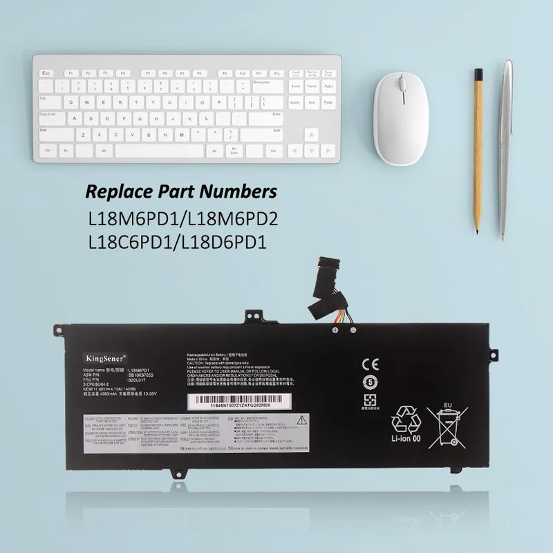 L18M6PD1 Laptop Battery For Lenovo ThinkPad X390 X395 X13 1st Gen Series 02DL017 SB10K97655 02DL018 L18M6PD2 SB10K97656 02DL019 L18C6PD1 SB10K97657 02DL020 L18D6PD1 | KingSener