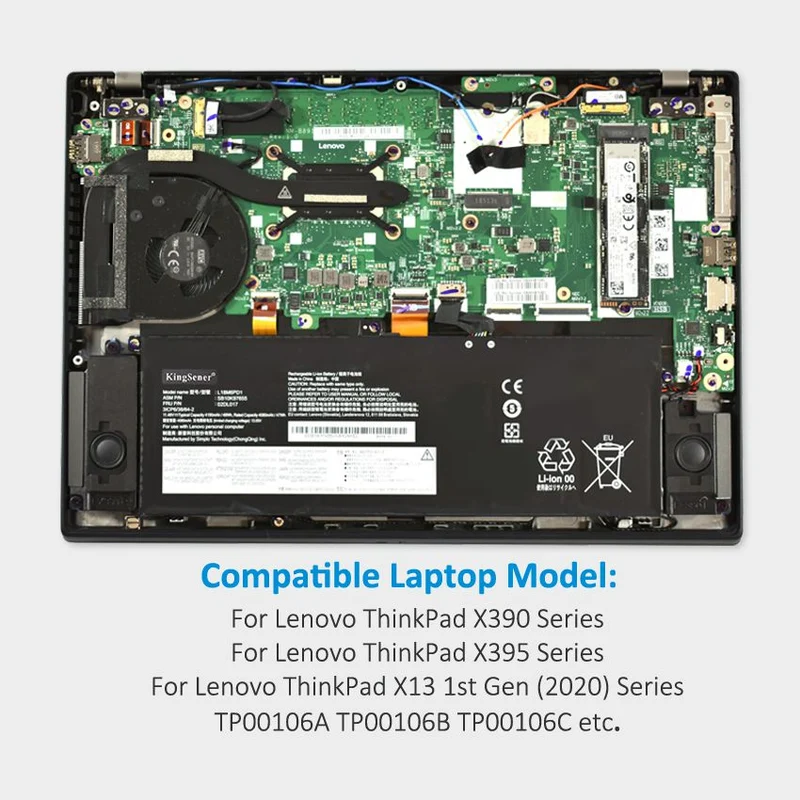 L18M6PD1 Laptop Battery For Lenovo ThinkPad X390 X395 X13 1st Gen Series 02DL017 SB10K97655 02DL018 L18M6PD2 SB10K97656 02DL019 L18C6PD1 SB10K97657 02DL020 L18D6PD1 | KingSener