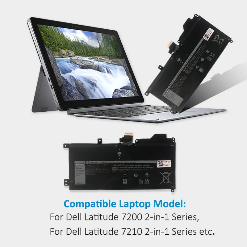 1FKCC 38WH Laptop Battery Compatible with Dell Latitude 7200 2-in-1/7210 2-in-1 Series Notebook 09NTKM 9NTKM 0D9J00 D9J00 0KWWW4 KWWW4 | KingSener