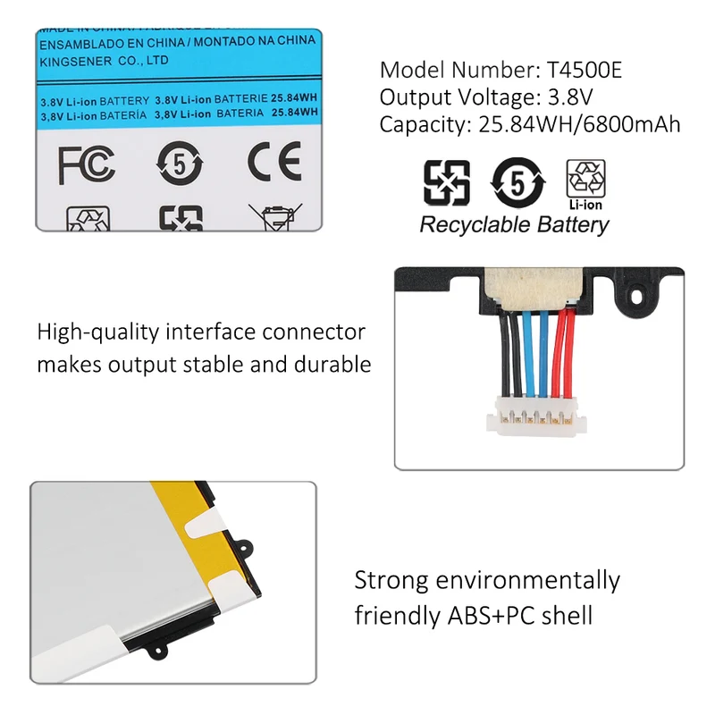 T4500E T4500C Battery for Samsung Galaxy Tab 3 10.1 P5200 P5210 P5220 — 3.8V 6800mAh
