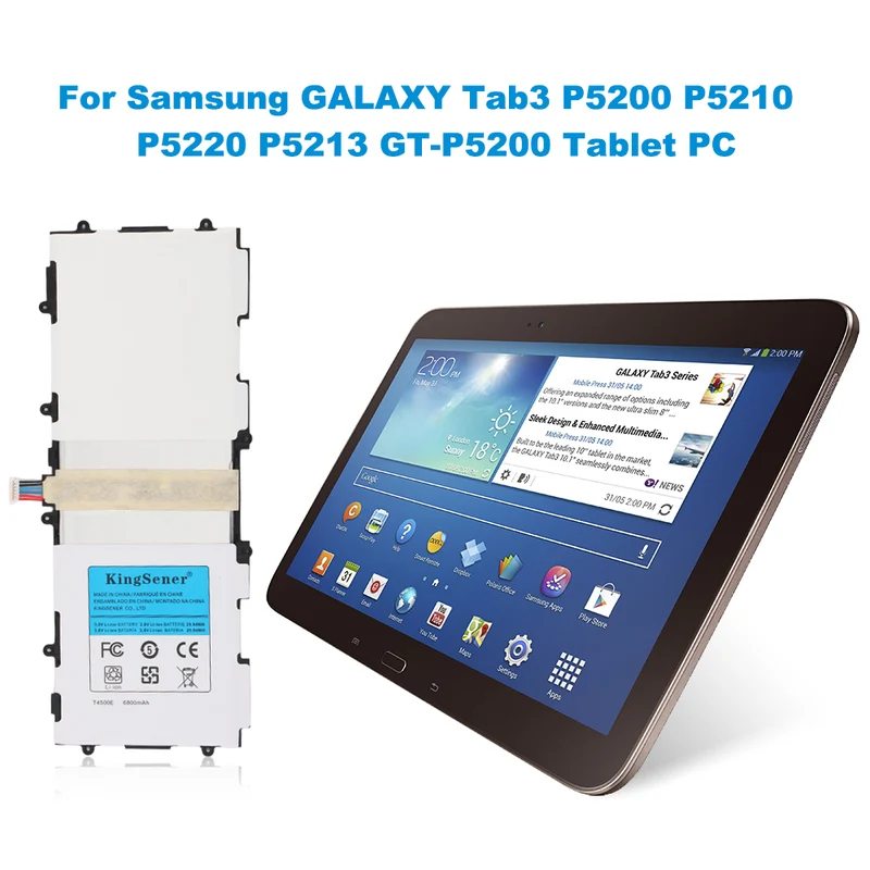 T4500E T4500C Battery for Samsung Galaxy Tab 3 10.1 P5200 P5210 P5220 — 3.8V 6800mAh
