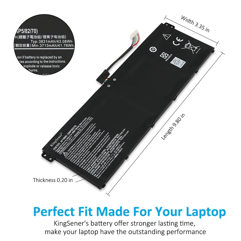 AP19B8K Laptop Battery for Acer Aspire A315 Swift 3 SF314 TravelMate TMP214 — 43.08Wh 11.25V