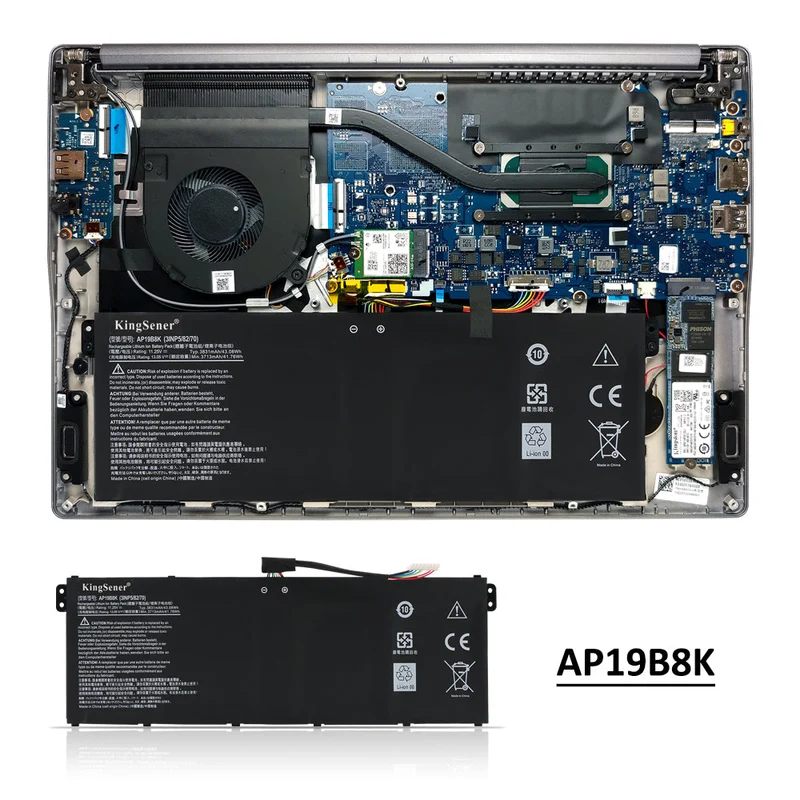 AP19B8K Laptop Battery for Acer Aspire A315 Swift 3 SF314 TravelMate TMP214 — 43.08Wh 11.25V