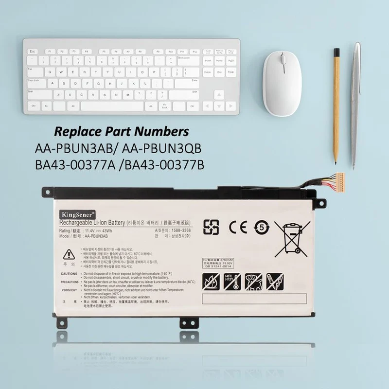 AA-PBUN3AB Laptop Battery for Samsung NP530E5M NP800G5M NP740U5L NP740U3L NP550XTA-K01US — 43Wh 11.4V