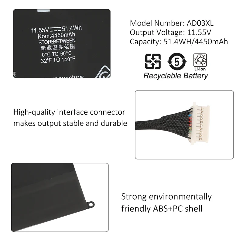 AD03XL Battery for HP Envy 13-AD 13-AD023TU 13-AD105TX HSTNN-DB8D — 11.55V 51.4Wh