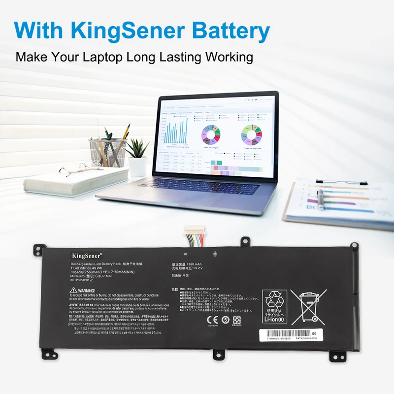 SQU-1609 Laptop Battery for Hasee 15G870 KINGBOOK T64-T66 ThundeRobot Dino — 82.49Wh