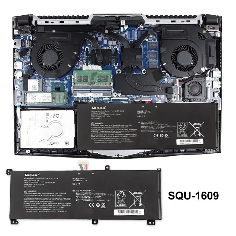 SQU-1609 Laptop Battery for Hasee 15G870 KINGBOOK T64-T66 ThundeRobot Dino — 82.49Wh