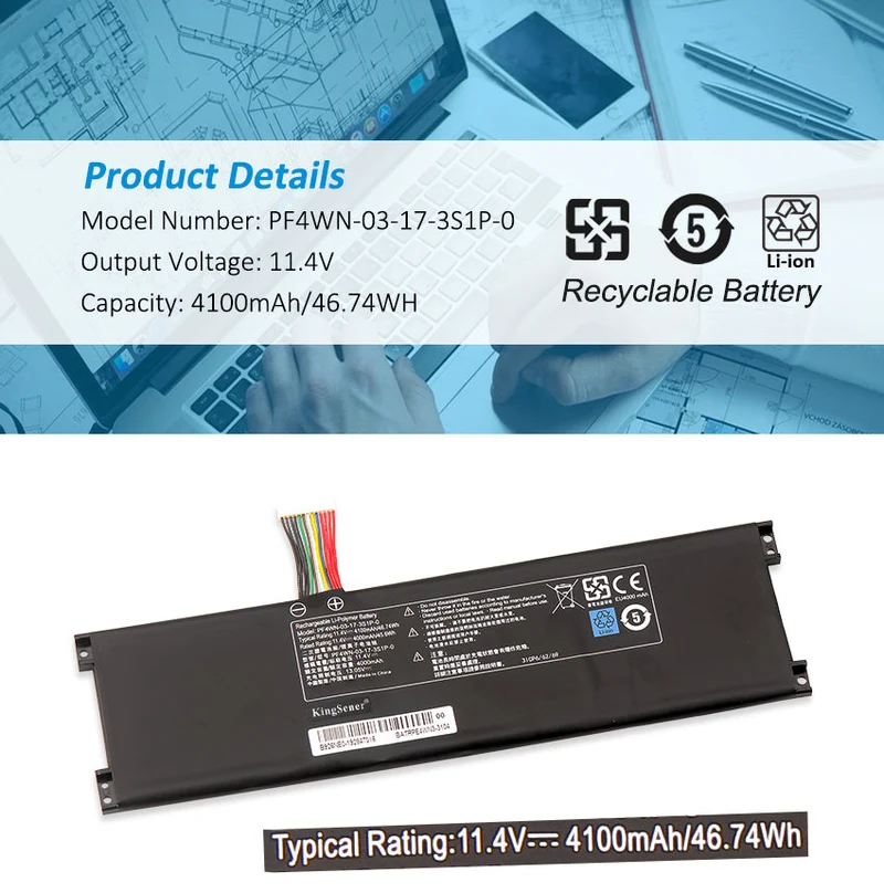 PF4WN-03-17-3S1P-0 Laptop Battery for Hasee KINGBOOK U43 U45 U47 & Motile M142 — 46.74Wh