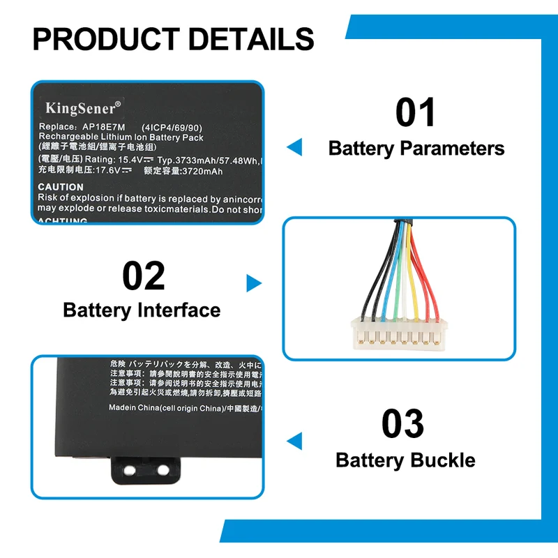 AP18E8M AP18E7M Laptop Battery for Acer Nitro 5 Aspire 7 Predator Helios 300 — 15.4V