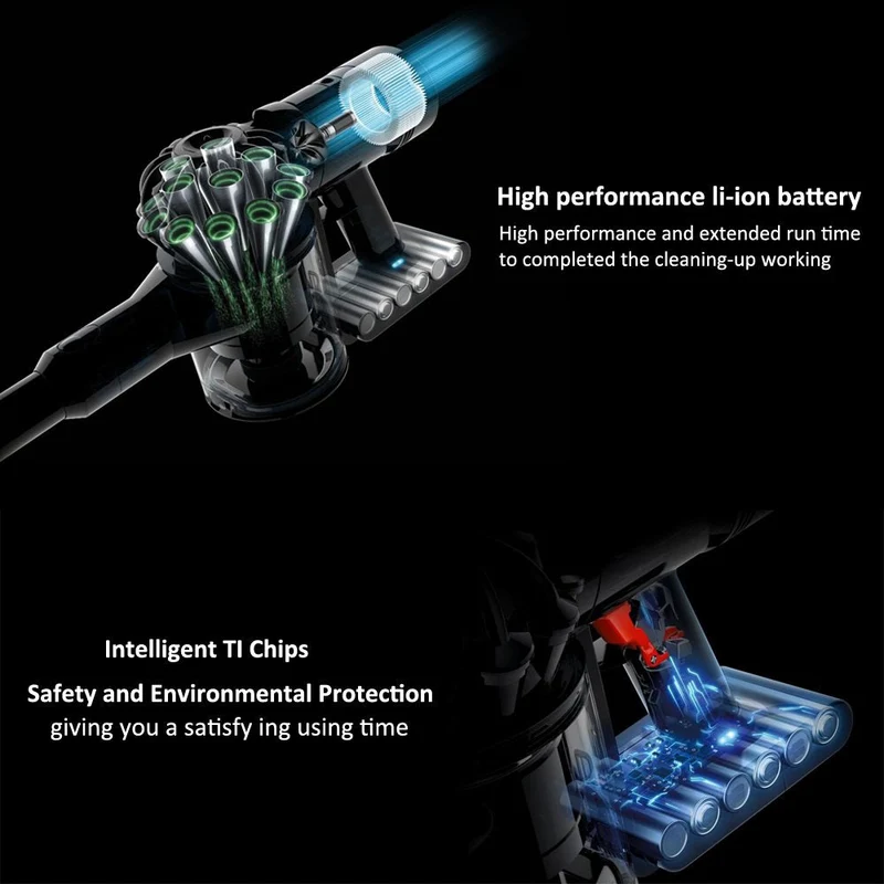 Dyson V8 SV10 Battery Replacement for Absolute Animal Fluffy Motorhead — 21.6V 3000mAh 64.8Wh