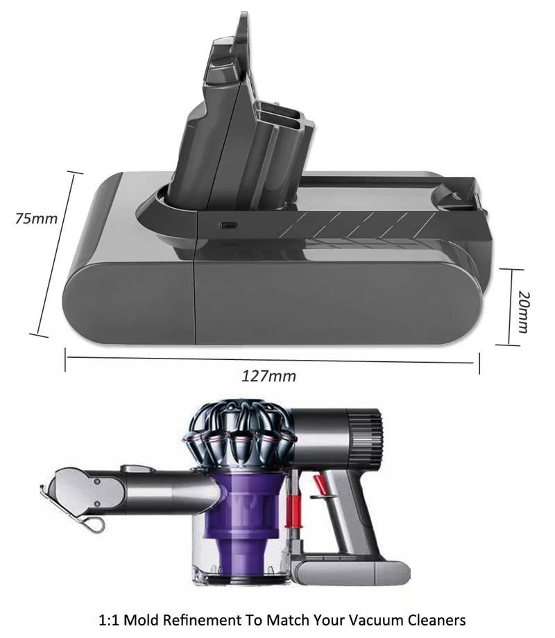 Dyson V6 Battery for DC58 DC59 DC61 DC62 SV03 SV04 SV05 — 21.6V 3000mAh 64.8Wh