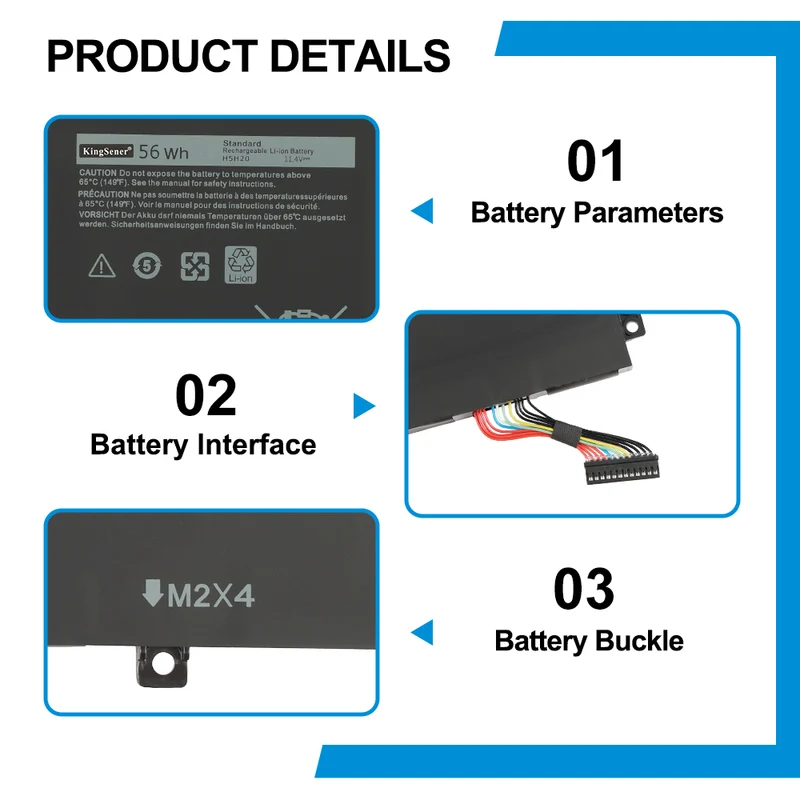 H5H20 Battery for Dell XPS 15 9560 9570 Precision 5520 5530 — 11.4V 56Wh