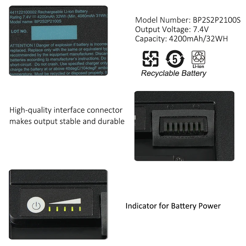 BP2S2P2100S Laptop Battery for Getac T800 Tablet PC — 32Wh 7.4V