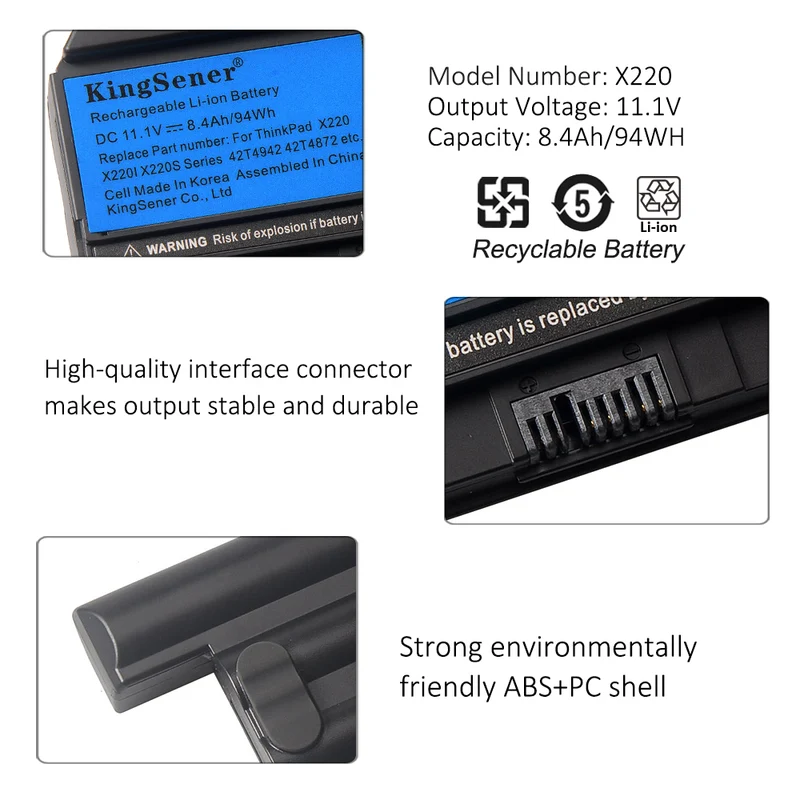 X220 Battery for Lenovo ThinkPad X220I X220S — 11.1V 63Wh/93Wh