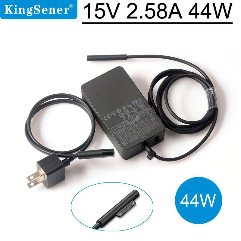 1800 44W Charger for Microsoft Surface Pro Laptop Book Go — 15V 2.58A with USB Port