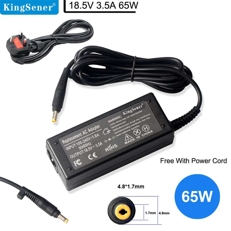 HP-D 65W AC Charger for HP Compaq 6720s 500 510 520 530 G3000 — 18.5V 3.5A 4.8×1.7mm