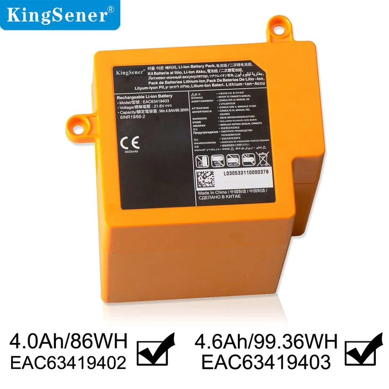 EAC63419403 Battery for LG CordZero R9 R9MASTER Robot Vacuum — 21.6V 99.36Wh