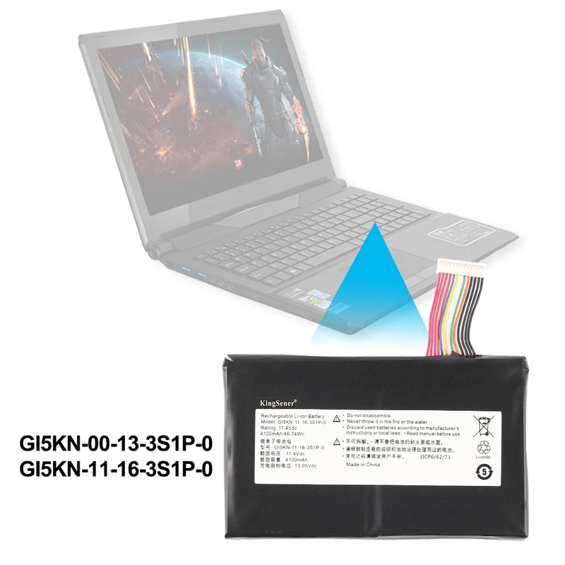 GI5KN-11-16-3S1P-0 Battery for MECHREVO X1 X2 Hasee Z7M — 11.4V 46.74Wh