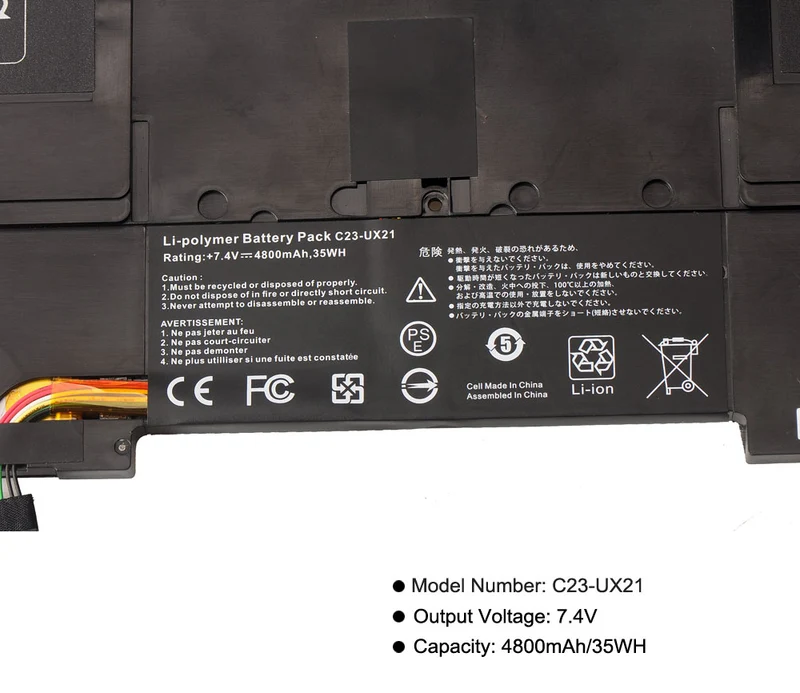 C23-UX21 Battery for ASUS ZenBook UX21 UX21A UX21E — 7.4V 35Wh