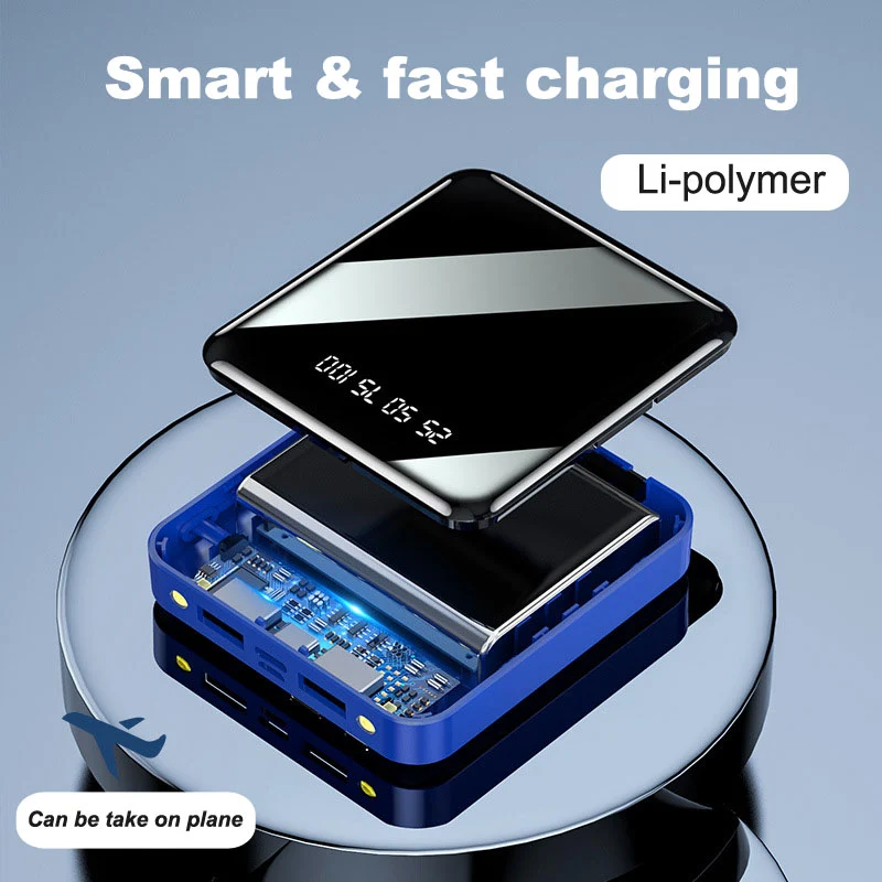 20000mAh Power Bank with 4 Built-in Cables — LED Display Portable Charger for iPhone Samsung