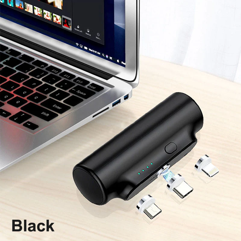 M-01 Magnetic Power Bank 3000mAh — 3-in-1 Mini Wireless Charger for iPhone Android
