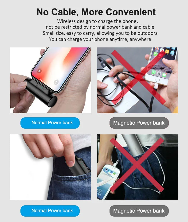 M-01 Magnetic Power Bank 3000mAh — 3-in-1 Mini Wireless Charger for iPhone Android