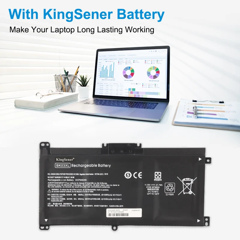 HP Pavilion x360 Convertible 14 14m Series Battery BK03XL 11.55V 41.7Wh