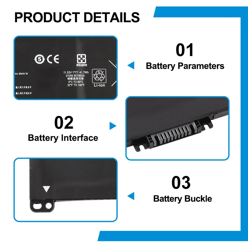 HP Pavilion x360 Convertible 14 14m Series Battery BK03XL 11.55V 41.7Wh