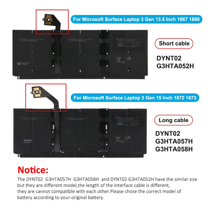 G3HTA056H Battery for Microsoft Surface Laptop 3 15" — 11.4V 45.8Wh