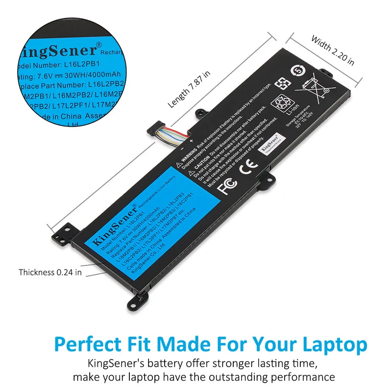 L16M2PB1 L16L2PB1 Battery for Lenovo IdeaPad 320 330 S145 — 30Wh 7.5V