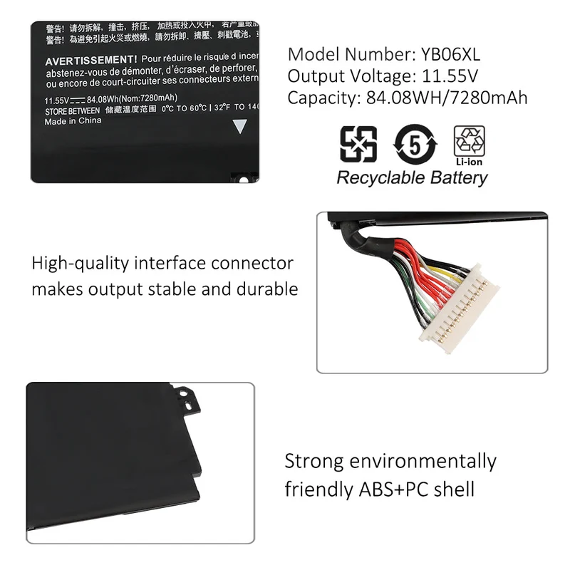 YB06XL Battery for HP Spectre x360 15-CH — 11.55V 84.08Wh