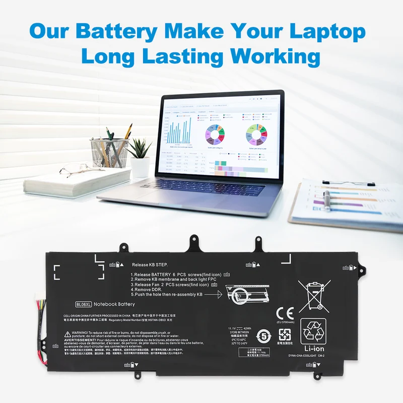 BL06XL Battery for HP EliteBook Folio 1040 G1 G2 — 11.1V 42Wh