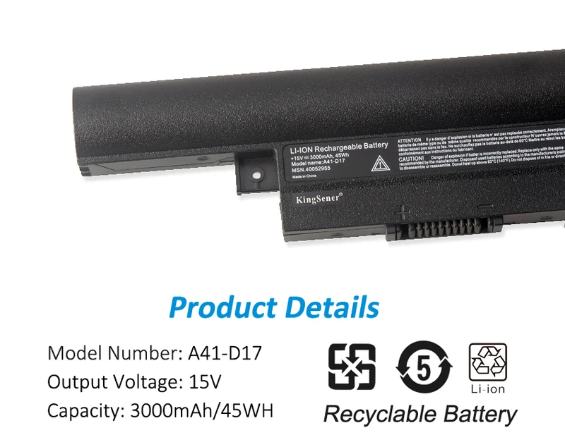 A41-D17 Battery for Medion Akoya E7415 E7416 E7419 P7647 P7643 — 15V 45Wh