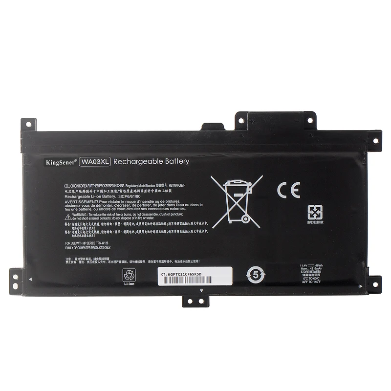 WA03XL Battery for HP Pavilion x360 14-Ba 15-Bk 15-Br — 11.4V 48Wh