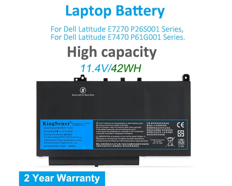 7CJRC Battery for Dell Latitude E7270 E7470 — 11.4V 42Wh