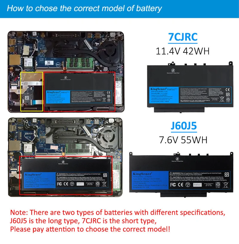7CJRC Battery for Dell Latitude E7270 E7470 — 11.4V 42Wh
