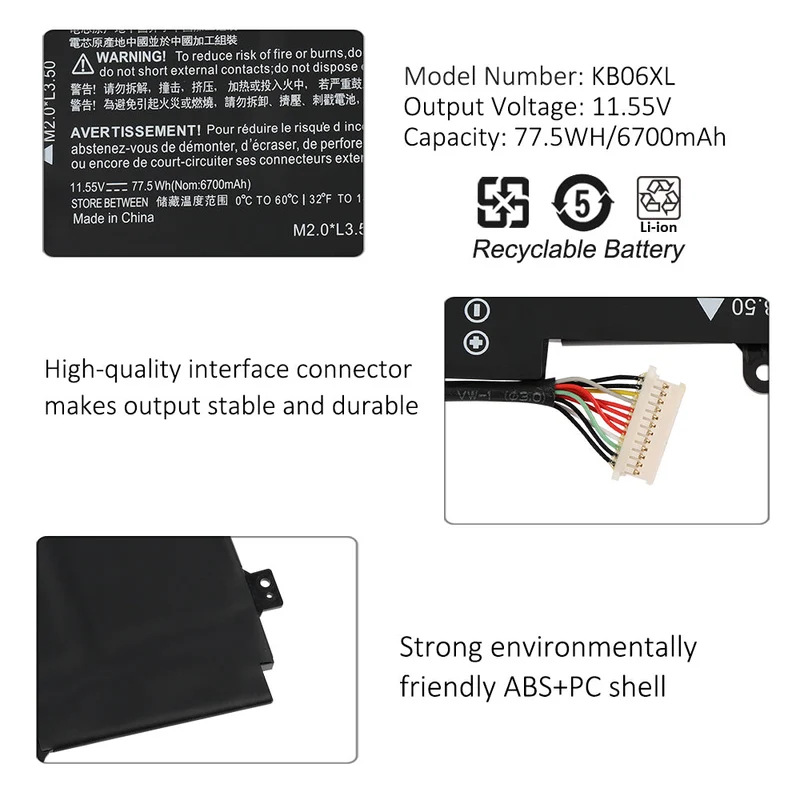 KB06XL Battery for HP Spectre x360 15-BL 15T-BL100 Series — 79.2Wh 11.55V