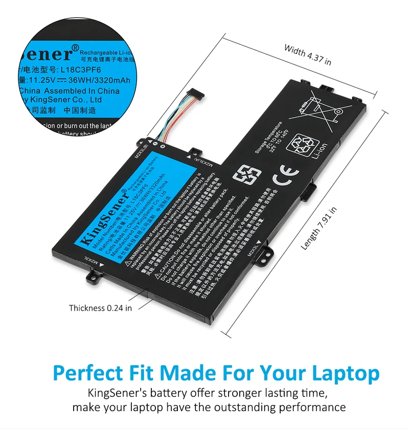 L18C3PF6 Battery for Lenovo IdeaPad S340-14 S340-15 C340-15 — 11.25V 36/52.5Wh
