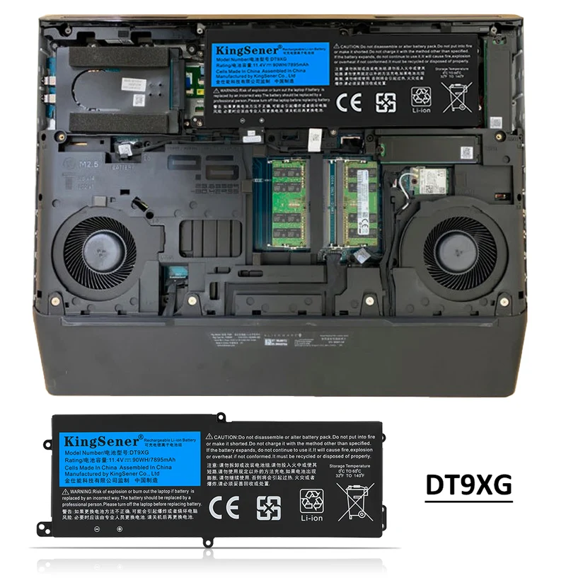 DT9XG Battery for Dell Alienware Area-51m R1 R2 — 11.4V 90Wh