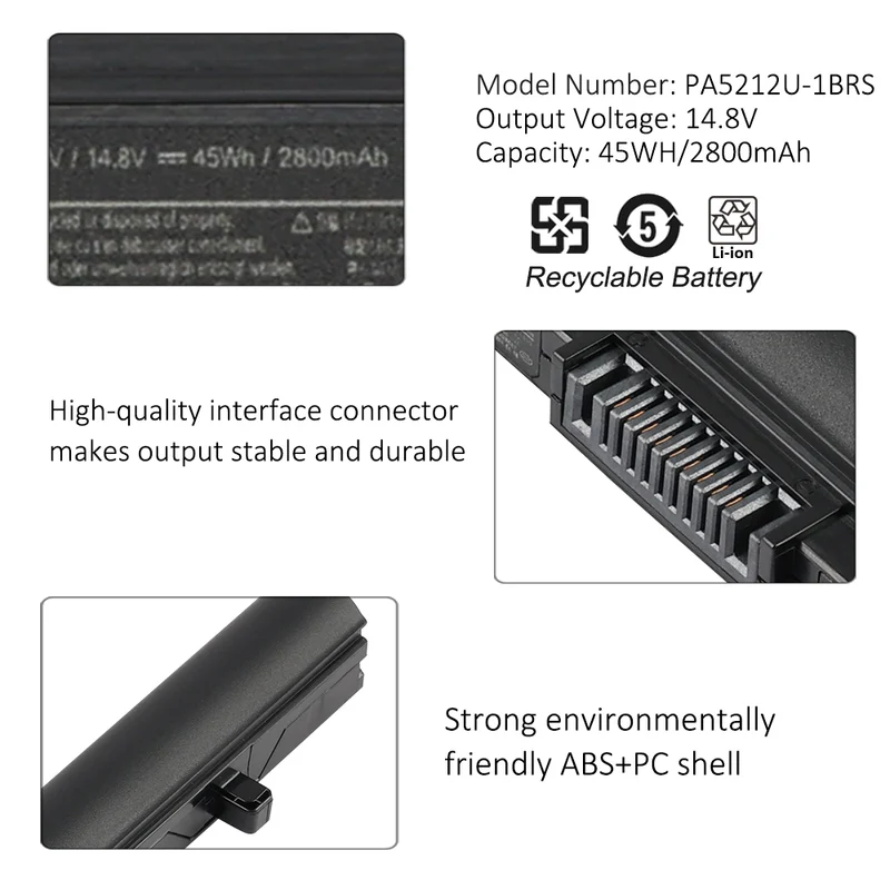 PA5212U-1BRS Battery for Toshiba Tecra A40-C A50-C Z50-C Satellite Pro R50 — 14.8V 44Wh